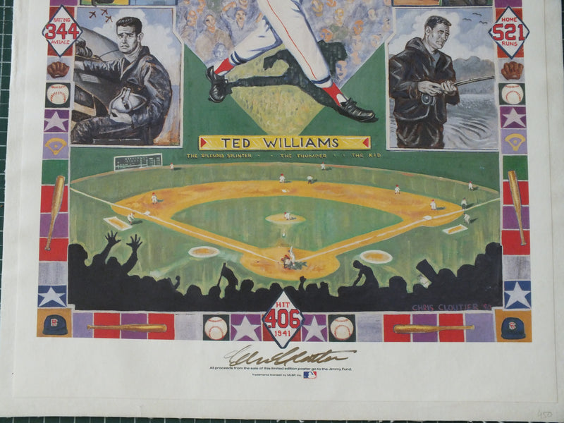 Ted Williams .406 Anniversary - Jimmy Fund Poster - 1991 by Cloutier