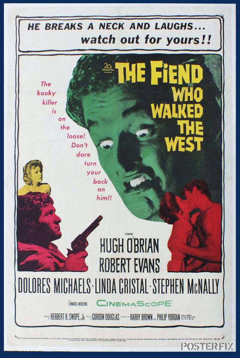 The Fiend Who Walked The West -  Hugh O'Brian - original US 1-sheet Poster - 1958